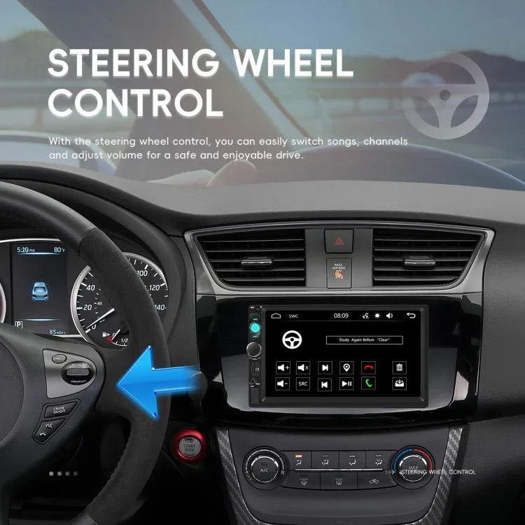 7 Inch Wired Carplay Dual Butt MP5 Player Bluetooth Big Screen Car Center Control, Standard, Standard+12 Light Camera