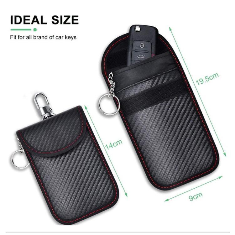 RFID Blocking Car Key Holder Anti-Skimming Carbon Fiber Key Case for Vehicles, Credit Cards & Electronics, Medium Red Line, Medium Green Line, Small Black Line