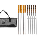 NOBANA Outdoor BBQ Grilling Fork Portable Stainless Steel Wooden Handle Grilling Skewer With Storage Bag, 7pcs /Set White, 7pcs /Set Black, 10pcs /Set White, 10pcs /Set Black