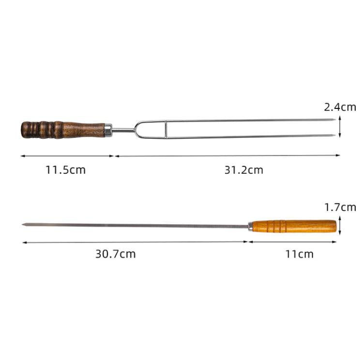 NOBANA Outdoor BBQ Grilling Fork Portable Stainless Steel Wooden Handle Grilling Skewer With Storage Bag, 7pcs /Set White, 7pcs /Set Black, 10pcs /Set White, 10pcs /Set Black