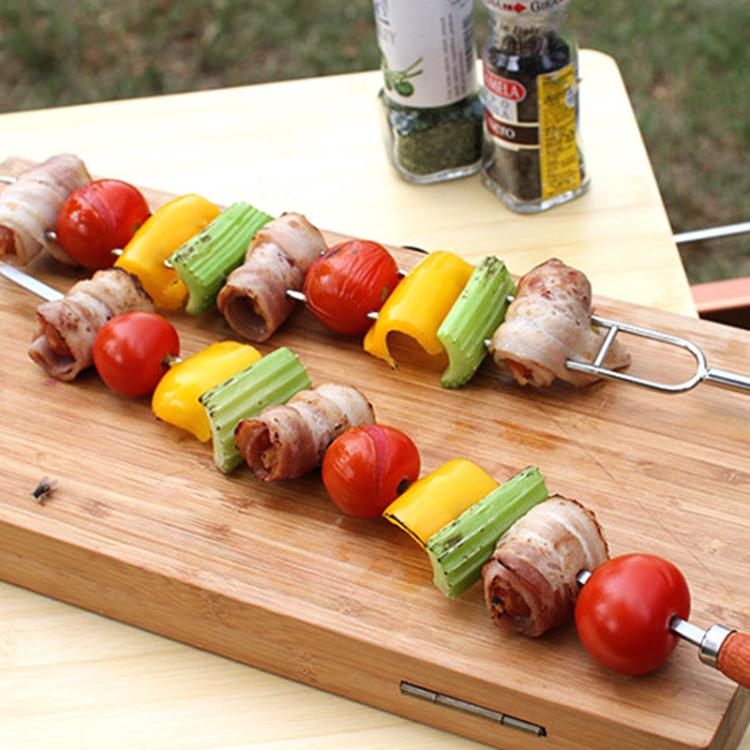 NOBANA Outdoor BBQ Grilling Fork Portable Stainless Steel Wooden Handle Grilling Skewer With Storage Bag, 7pcs /Set White, 7pcs /Set Black, 10pcs /Set White, 10pcs /Set Black