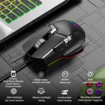MKESPN X13 RGB Full Speed Wired Gaming Mouse 12400 DPI 10-Key Dual Scroll Wheel Swing Macro Programmable Mouse, X13