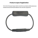 2pcs 5.5x2.1mm Male Female Connection Cable DC Switch Cable 304 Switch Power Cable, Key switch(Black)