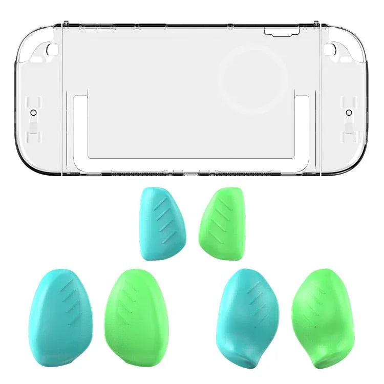 For Nintendo Switch 2 Split Design Crystal PC Protective Case with 3 Sizes Ergonomic Grips, Clear+ Red Blue, Clear+Green Blue, Clear+Black, Clear Black+Red Blue, Clear Black+Green Blue, Clear Black+Black