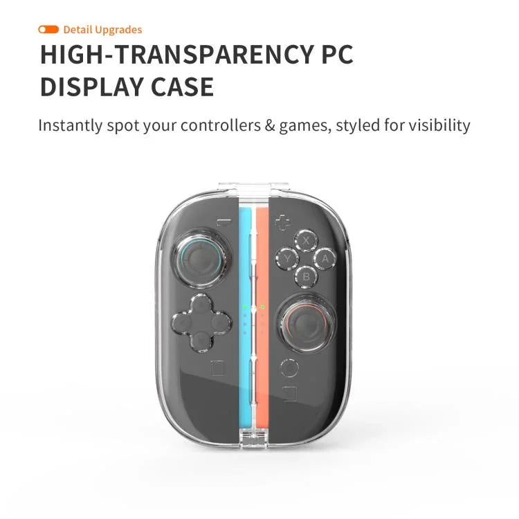 For Nintendo Switch 2 Joy-Con Controllers Crystal Clear Hard Case with 6 Game Card Storage Slots