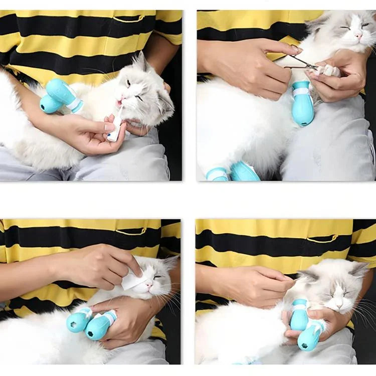 Cat Space Hood Anti-Bite Mouth Cover + Second-Generation Foot Cover, Small Light Green, Small Pink, Small Light Blue, Large Light Green, Large Pink, Large Light Blue