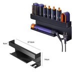 For Dyson Wall-Mounted Curling Iron Hair Dryer Storage Rack, Black Aluminum, Iron
