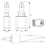 PD30W Car Charger With Retractable Cable, TYPE-C+8 Pin, TYPE-C+TYPE-C, 8 Pin+8 Pin