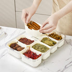 8-Compartment Spice Organizer with Transparent Lid & Handle For Dried Basil, Parsley, Rosemary & Bay Leaves, 8-Compartment