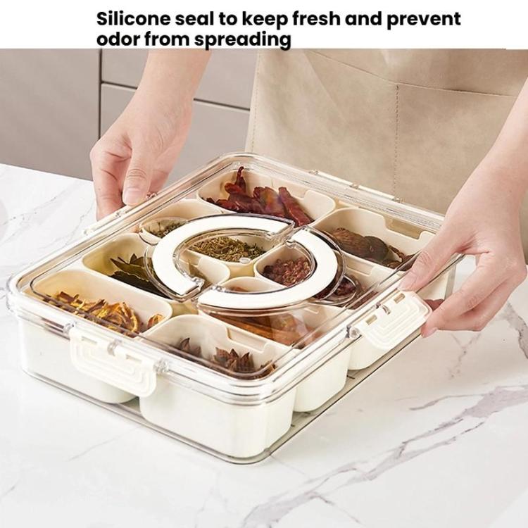 8-Compartment Spice Organizer with Transparent Lid & Handle For Dried Basil, Parsley, Rosemary & Bay Leaves, 8-Compartment