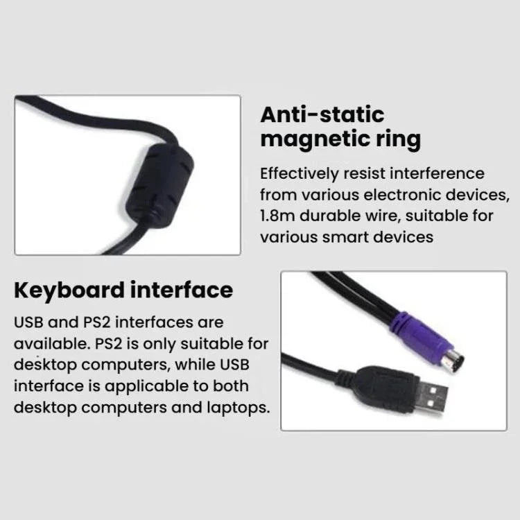 Little Kangaroo DS-8500 Laptop Wired Keyboard With Touchpad, PS2 With Ears, USB With Ears, PS2 Without Ears, USB Without Ears