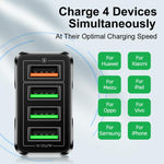 5.1A QC3.0 Fast Charging 4USB Port Cell Phone Charger, EU Plug, US Plug, UK Plug