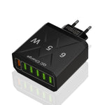 65W 6USB Ports QC3.0 Fast Charging Cell Phone Charger, EU Plug (Black), EU Plug (White), US Plug (Black), US Plug (White), UK Plug (Black), UK Plug (White)