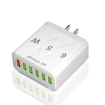 65W 6USB Ports QC3.0 Fast Charging Cell Phone Charger, EU Plug (Black), EU Plug (White), US Plug (Black), US Plug (White), UK Plug (Black), UK Plug (White)