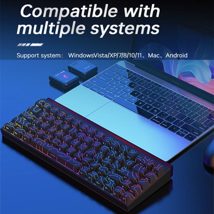 NACODEX NK68 Magnetic Shaft Mechanical Dazzle Color Wired Keyboard Office Computer Gaming 68 Keys Keyboard, Ordinary White, Contour Line White, Contour Line Black