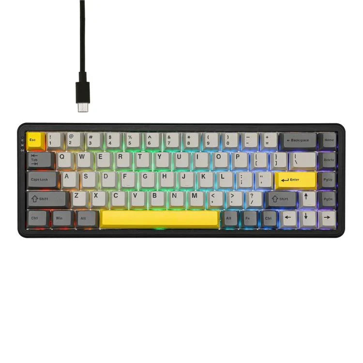 Ajazz AK680 MAX Magnetic Shaft Mechanical Wired Keyboard With RGB Light, Black, White, Black Gray Yellow, Blue White Dark Blue, Side Engraving Gradient Pink, Contour Line Black, Contour Line White