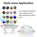 Compatible with Tuya Zigbee Recessed Ceiling Light RGB+CW+WW Dimmable LED Downlight, 7W 3.5inch