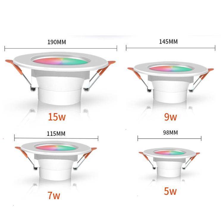 Compatible with Tuya Zigbee Recessed Ceiling Light RGB+CW+WW Dimmable LED Downlight, 7W 3.5inch