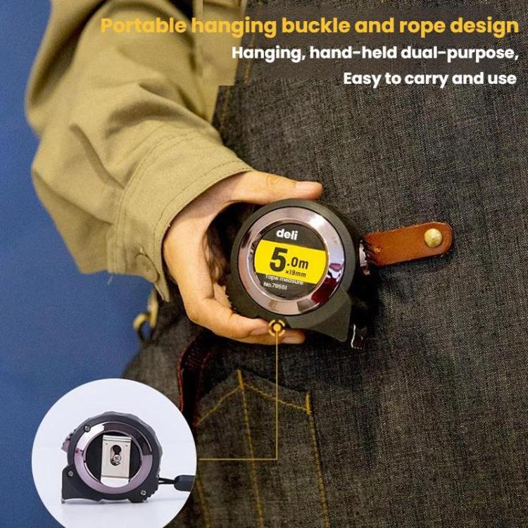 Self-Locking Steel Tape Measure TPR Covered Measuring Ruler, Deli 79550 3m x 16mm, Deli 79551 5m x 19mm, Deli 79552 7.5m x 25mm, Deli 79553 10m x 25mm