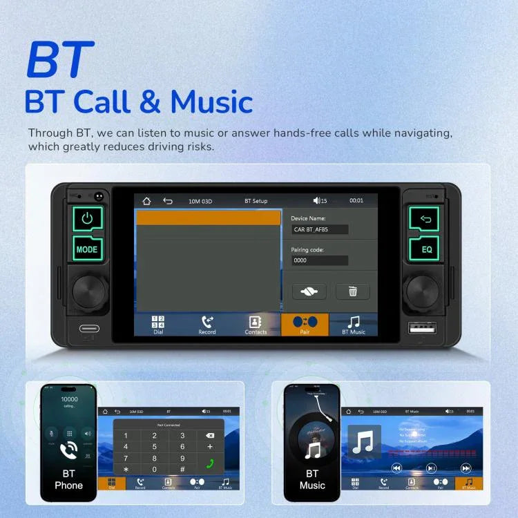 5.1 inch Horizontal Screen Single-seat Universal MP5 Player With Wireless Carplay Function Integrated Machine, Standard, Standard+12 Light Camera