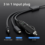 3 in 1 Mini Car DC Charger Power Cord, 3m
