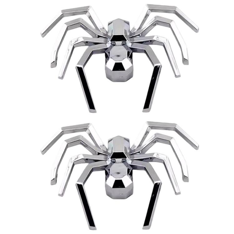 2pcs General Car Metallic Spider Emblem 3D Car Decorative Sticker, Metallic Spider