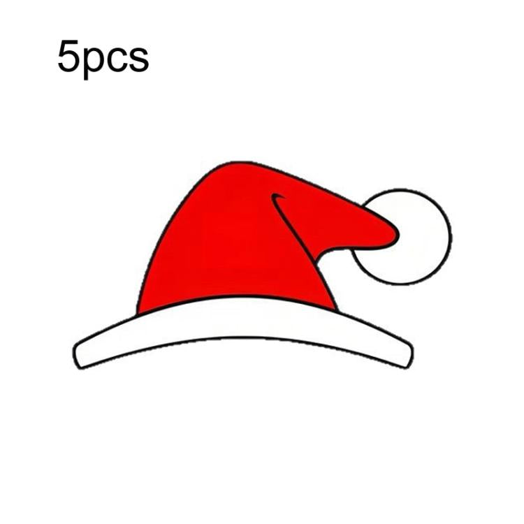 5pcs Waterproof Christmas Hat Car Window Decals Holiday Automotive Stickers