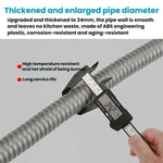 Kitchen Stainless Steel Washbasin Downpipe Fittings Anti-Odor Downpipe Drain Set, Double Slot 0.6m Tailpipe, Double Slot S-bend, Double Slot 1m Tailpipe