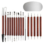 Clay Tools Set Stainless Steel Sculpting Carving Knives with Rosewood Handles for Polymer Clay, Pottery, Modeling, DIY Crafts, 17 In 1