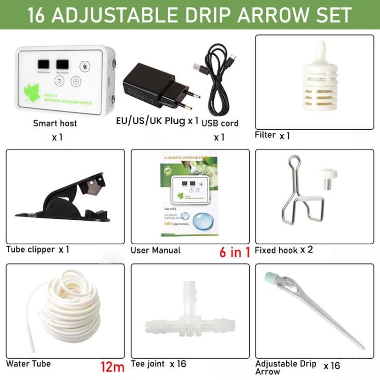 WD-01CS Adjustable Drip Arrow App-Controlled Watering Device Automatic Timed Irrigation Tool, USB, US Plug, UK Plug