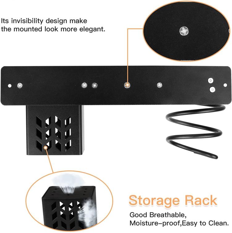 Aluminum Wall Mounted Hair Dryer and Straightener Holder Bathroom Organizer