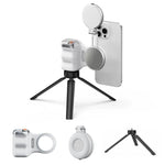 TELESIN Magnetic Phone Mounting Aid Photography Handle Remote Control Assistant, White Camera Grip+Silver Fill Light, White Camera Grip+Tripod+Silver Fill Light, White Camera Grip+White Fill Light, White Camera Grip+Tripod+White Fill Light             ...