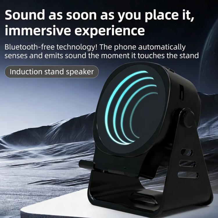 Wireless Induction Speaker With Phone Stand Multifunctional Desktop Bluetooth Speaker Night Light
