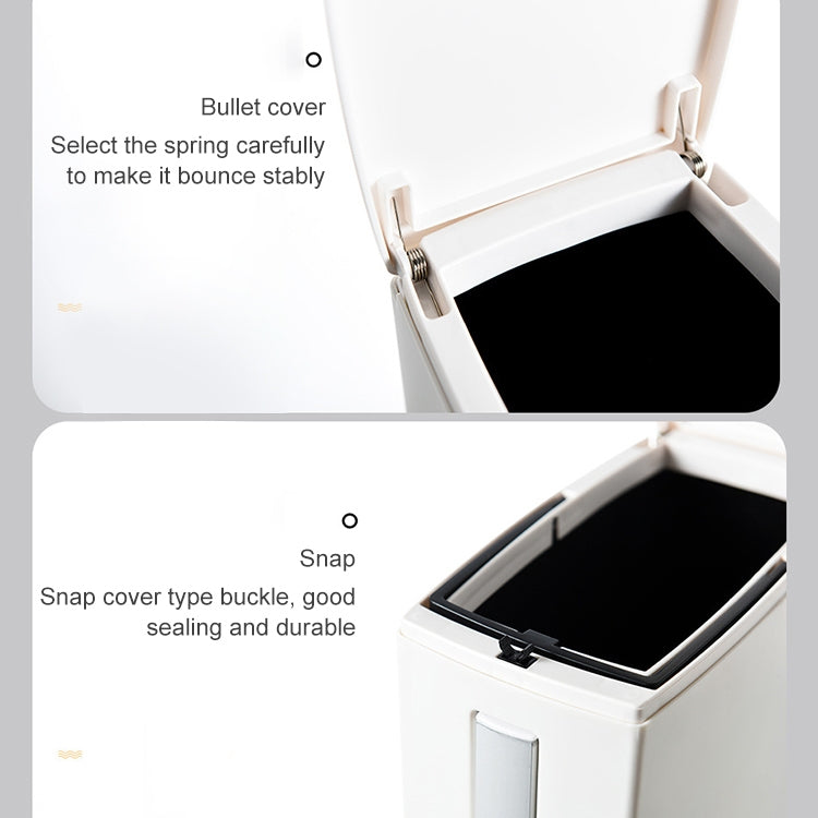 Bathroom Toilet Toilet Brush Integrated Pressing Open Lid Square Trash Can Set with Brush