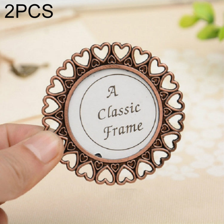 2 PCS Creative Metal Vintage Photo Frame, Fawn, Pumpkin, Fence, Butterfly Round, Paris, Heart Keychain, Square Keychain, Oval, Lace Square, Love Round, Butterfly Square, Lace Heart, Golden Square, Gray Square