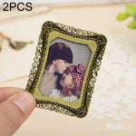 2 PCS Creative Metal Vintage Photo Frame, Fawn, Pumpkin, Fence, Butterfly Round, Paris, Heart Keychain, Square Keychain, Oval, Lace Square, Love Round, Butterfly Square, Lace Heart, Golden Square, Gray Square