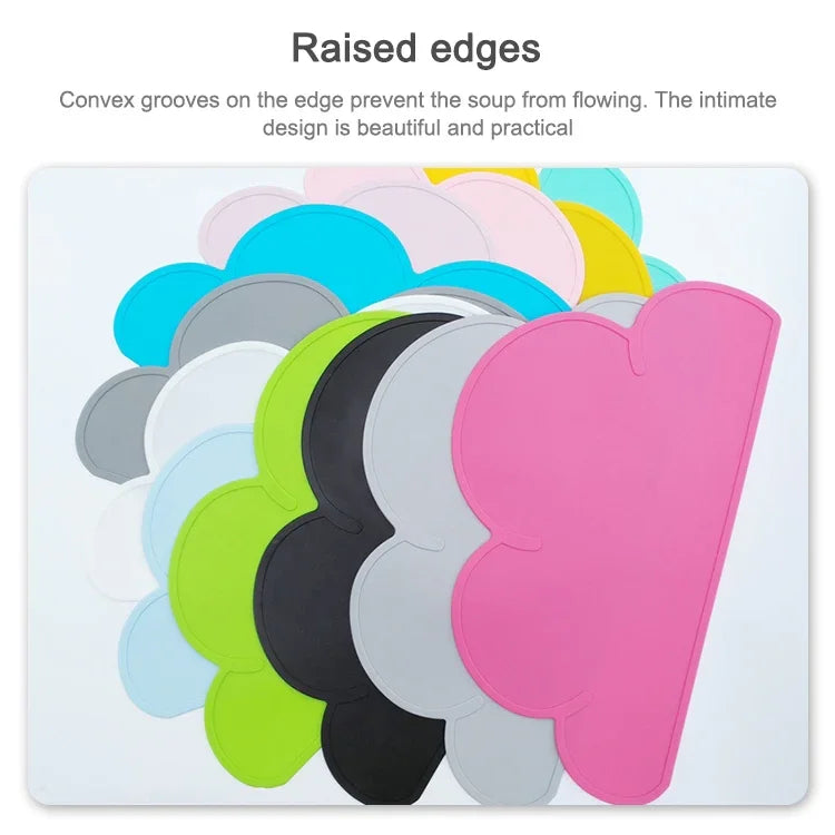 Children Cloud Silicone Placemat Waterproof Environmental Protection Student Table Mat, White, Black, Yellow, Blue, Green, Light Pink, Dark Gray, Light Blue, Light Green, Light Gray, Dark  Pink