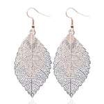 Double-layered Leaves Tassel Earrings Simple Retro Metal Leaf-ears Ornaments, Gold Black, Gold Silver, Blue, Colorful, Pink, Black Purple, Royalblue Yellow, White Black, Green Yellow, Red Black