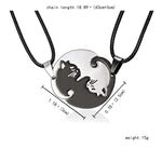 Couples Jewelry Necklaces Titanium Steel Animal Cat Pendants Necklace, White and Black Cat with Metal Chain, White and Black Cat with Leather Cord
