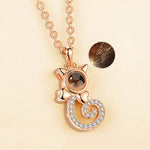 100 Language I love You Necklace Memory Projection Pendant Wedding Letter Necklace, Rose Gold, White Copper