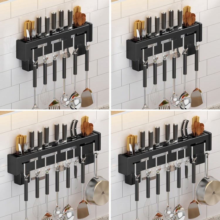 Kitchen Wall-mounted Rack Free Punching Chopsticks Holder, Black 60cm
