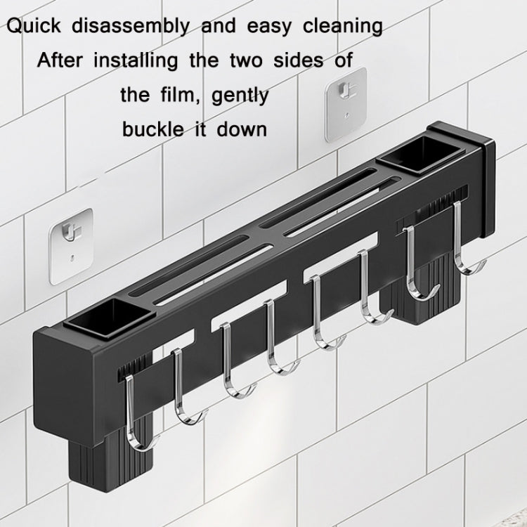 Kitchen Wall-mounted Rack Free Punching Chopsticks Holder, Black 60cm