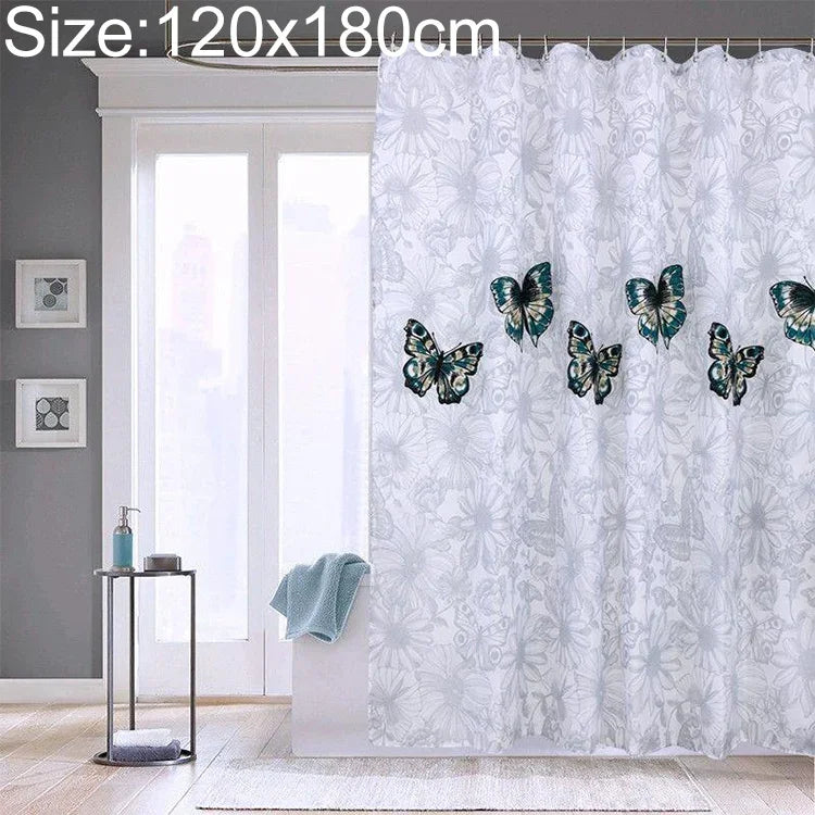 Butterfly Waterproof Polyester Shower Washable Bathroom Curtains, 80x180cm, 120x180cm