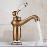 Copper Antique Hot Cold Double Blue White Porcelain Faucet, Platinum, Black Gold, Black, Antique