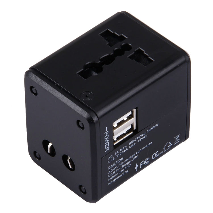 World-Wide Universal Travel Concealable Plugs Adapter with & Built-in Dual USB Ports Charger for US, UK, AU, EU