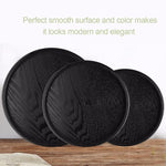 Creative Round Solid Wood Tea Tray Hotel Wooden Tay Storage Tray, Diameter: 27 cm, Black, Diameter: 27cm