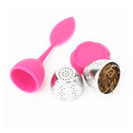 Stainless Steel Leaf Shape Silicone Tea Bag Tea Strainers, Rose Red, Baby Blue