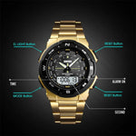 SKMEI 1370 Multifunctional Men Outdoor Sports Noctilucent Waterproof Stainless Steel Digital Wrist Watch, SKMEI 1370
