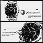 SKMEI 9069 Multifunctional Outdoor Fashion Business Waterproof Silver Shell Quartz Wrist Watch