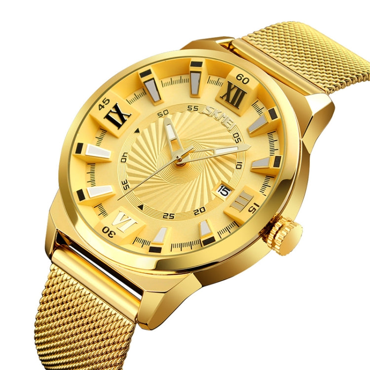 SKMEI 9166 Fashion Men Business Watch 30m Waterproof Metal Quartz Wristwatch